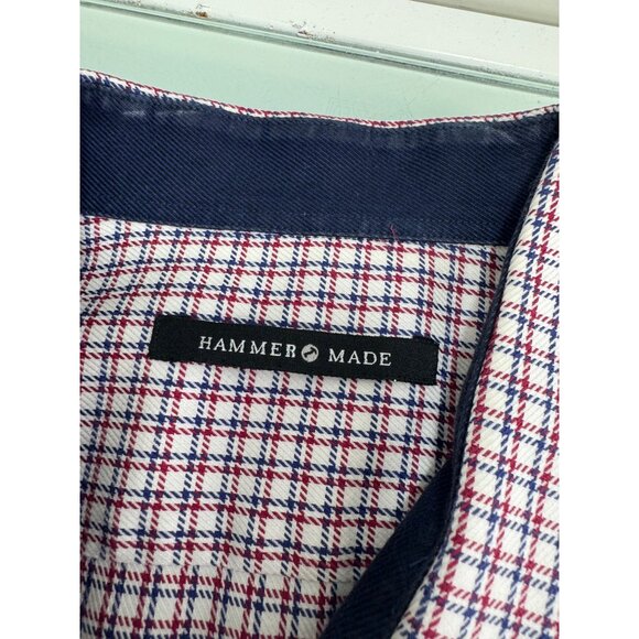 Hammer Made Men Shirt 17 43 Flip Cuff Long Sleeve Button Up Red White Blue - Picture 2 of 10